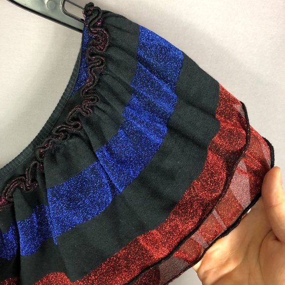 Diesel Womens One Shoulder Striped Sparkle Shimmer Ruffle Party Dress Si… - Picture 5 of 13